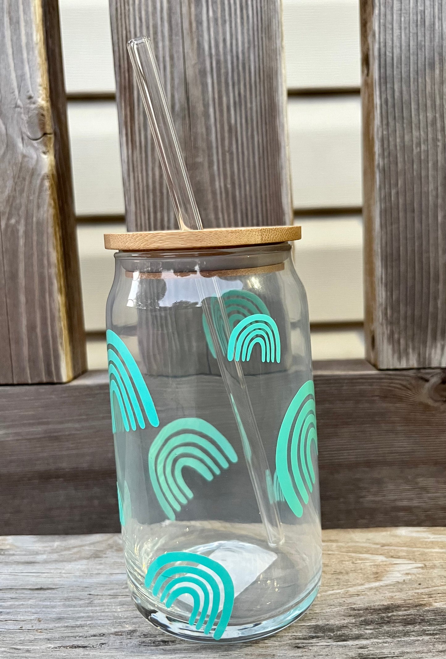 Teal Rainbow - Beer Can Glass