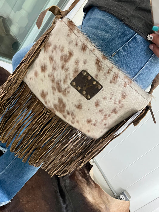 Keep It Gypsy Upcycled LV Leather &Leopard Hide Crossbody Wallet